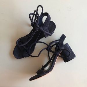 VINCE navy suede chunky lace sandals NWT